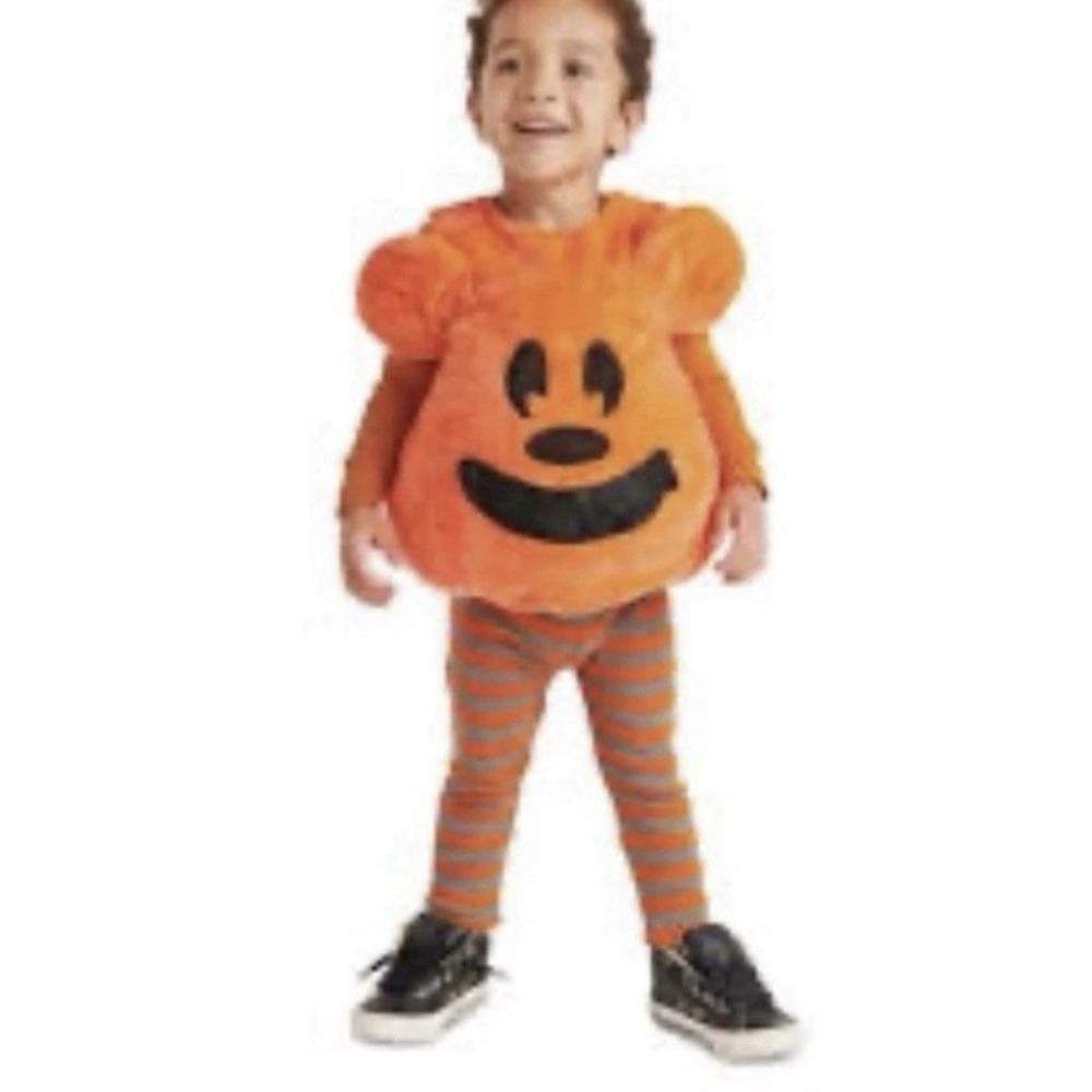 Disney Mickey Mouse Pumpkin LED Light-Up Costume Complete Outfit 2T Orange/Black